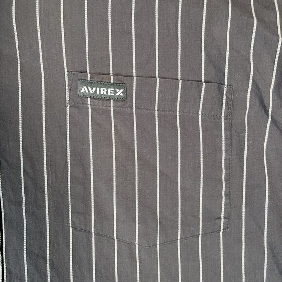 Avirex Shirt Mens Size XXL Button Up Gray White Stripes Jesse Pinkman Y2K Grunge - Picture 6 of 16
